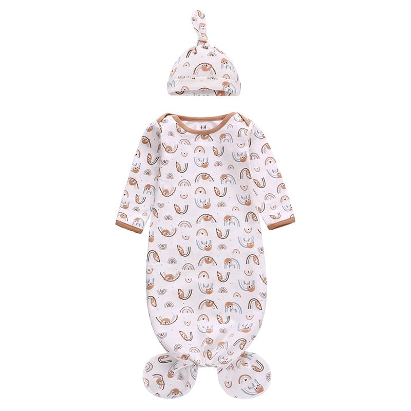 kids and babies Koala / S for 0-6 months Knotted Baby Gown With Matching Cap -The Palm Beach Baby