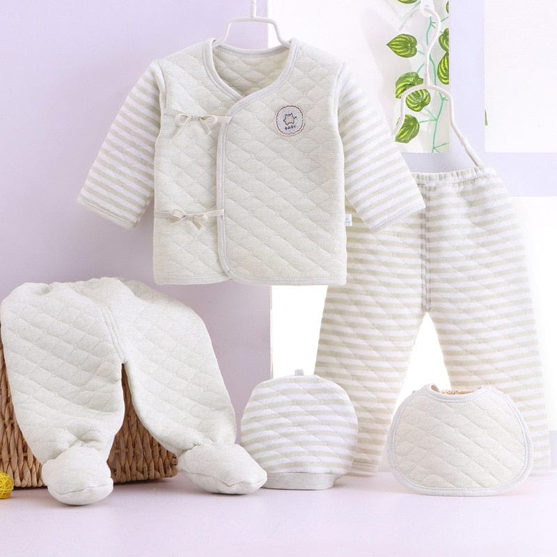 kids and babies 14 / 0-3M 5PC Newborn Baby's Quilted Cotton Layette Set 2 -The Palm Beach Baby