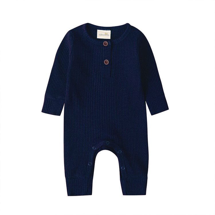 kids and babies Dark Blue / 3M "Connor" Ribbed Knit Romper -The Palm Beach Baby