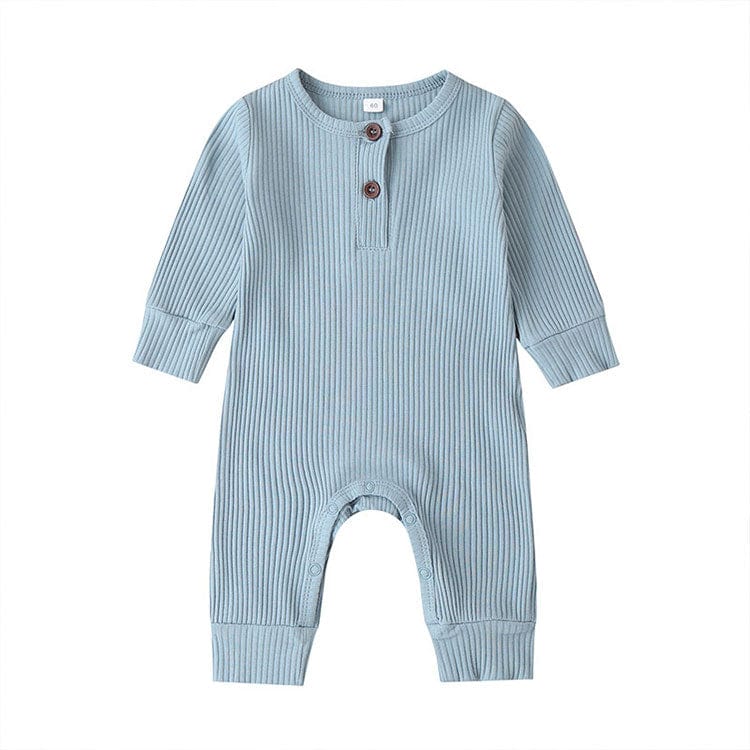kids and babies Light Blue / 3M "Connor" Ribbed Knit Romper -The Palm Beach Baby