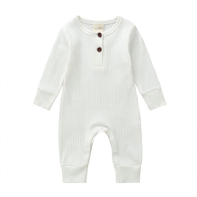 kids and babies White / 3M "Connor" Ribbed Knit Romper -The Palm Beach Baby