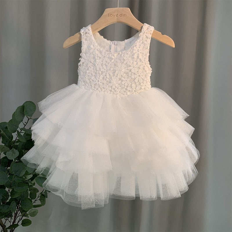 babies and kids Clothing White / 2T 90CM "Felice" Tiered Tulle Dress -The Palm Beach Baby