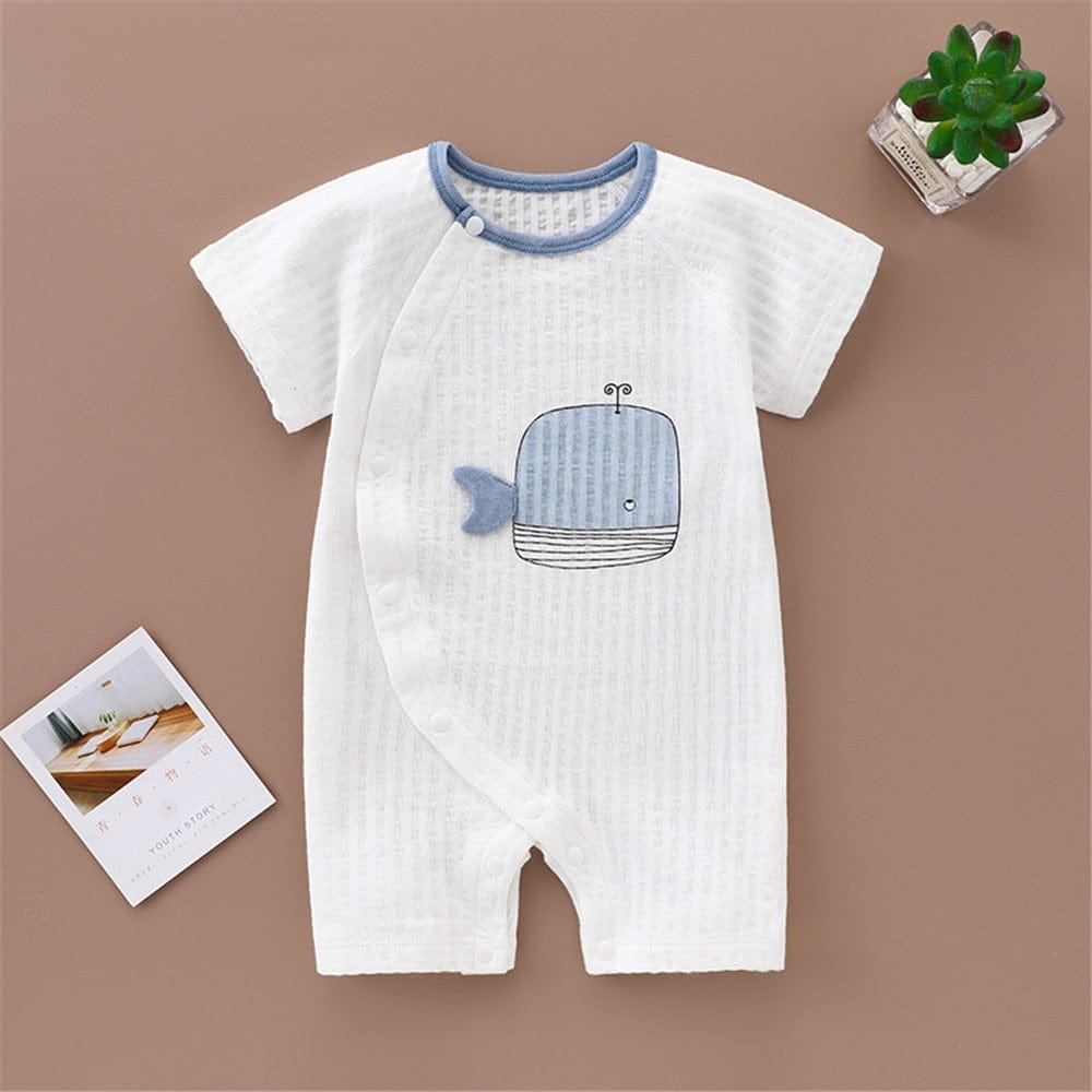 baby clothes 2 / 0-3M "Little Whale" Short-Sleeved Romper -The Palm Beach Baby