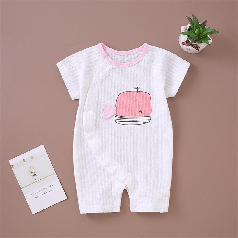 baby clothes 3 / 0-3M "Little Whale" Short-Sleeved Romper -The Palm Beach Baby
