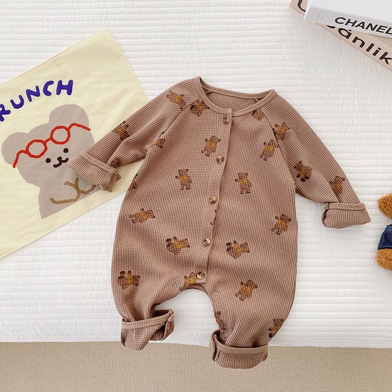 baby clothes coffee / 3-6M / CN "My Little Teddy" Baby's Romper -The Palm Beach Baby