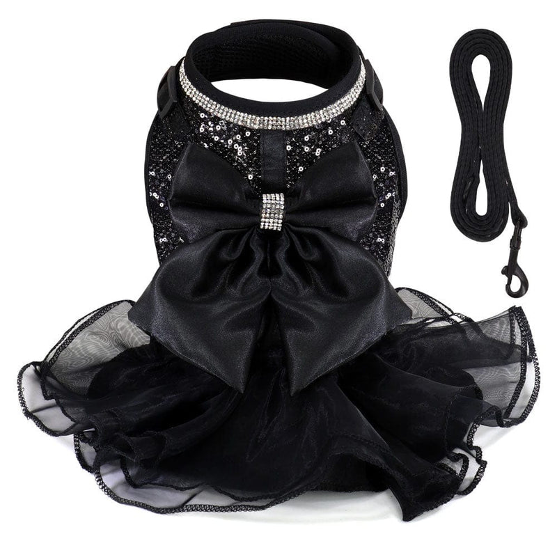 Black / S DIVA - Elegant Sequined Tutu Harness with Bow -The Palm Beach Baby