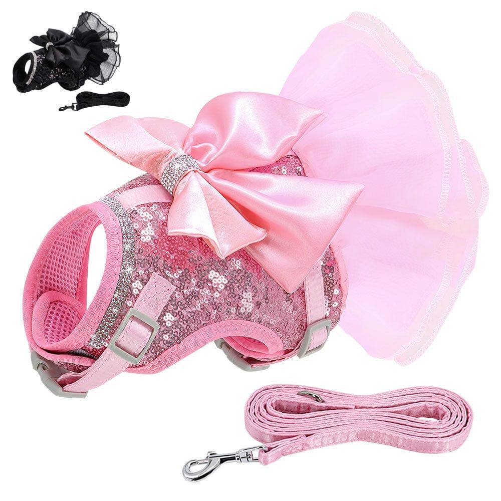 DIVA Pet - Elegant Sequined Dog Tutu Harness with Bow - The Palm Beach Baby