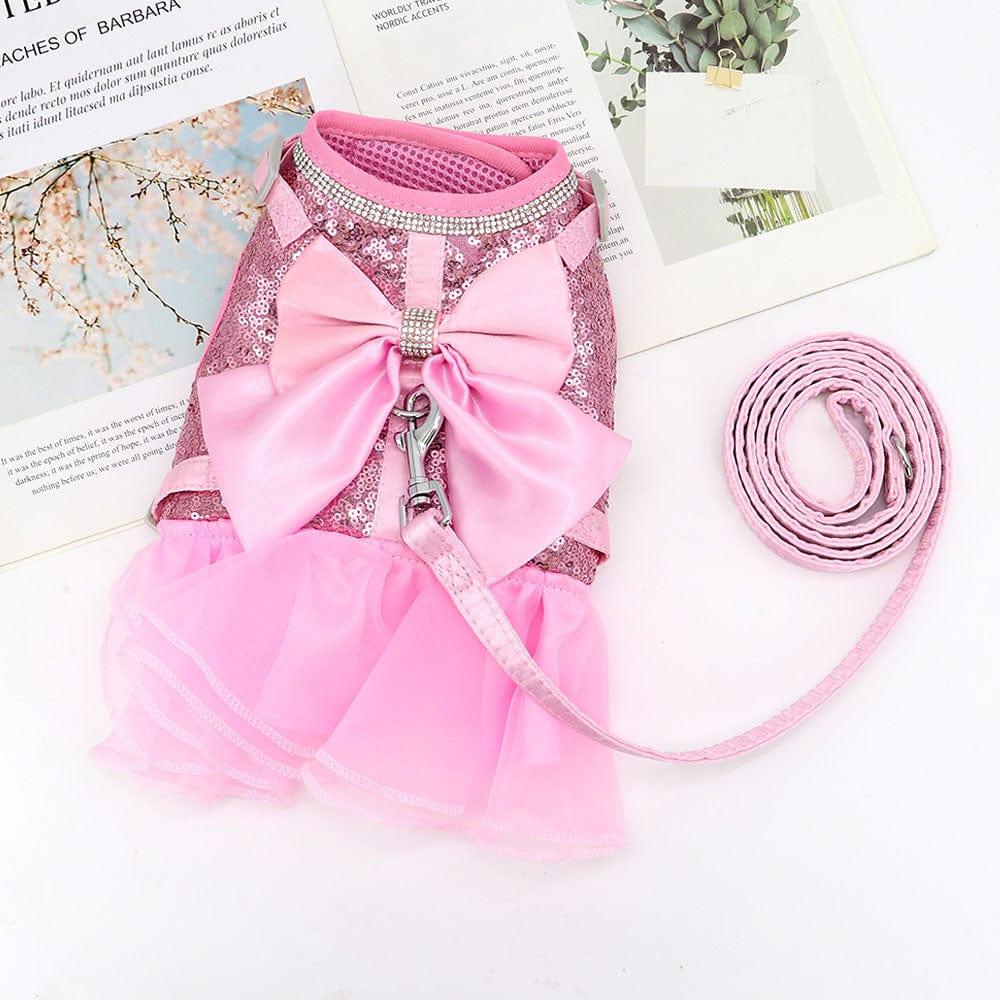 DIVA Pet - Elegant Sequined Dog Tutu Harness with Bow - The Palm Beach Baby