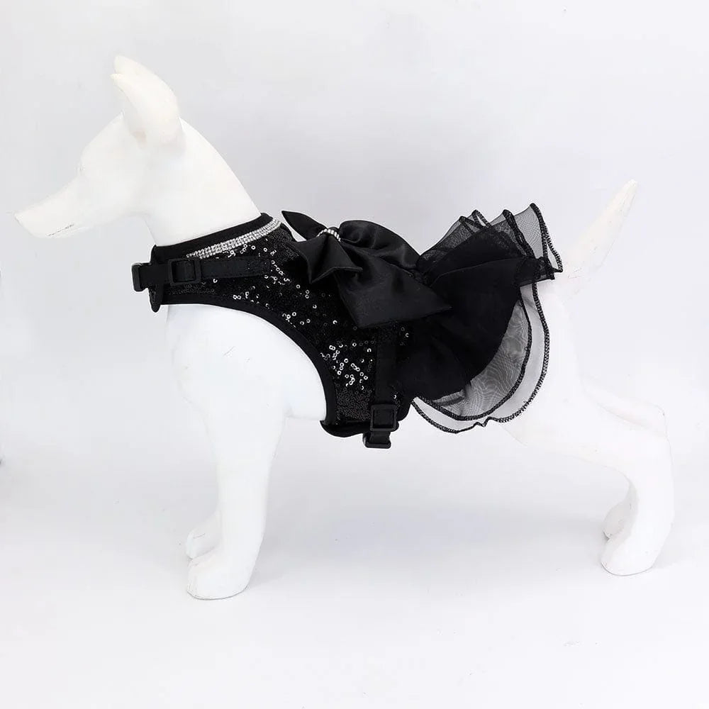 DIVA Pet - Elegant Sequined Dog Tutu Harness with Bow - The Palm Beach Baby