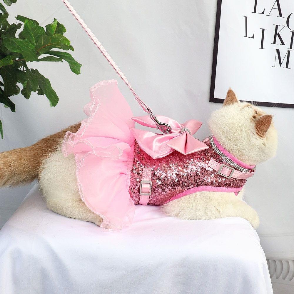 DIVA Pet - Elegant Sequined Dog Tutu Harness with Bow - The Palm Beach Baby