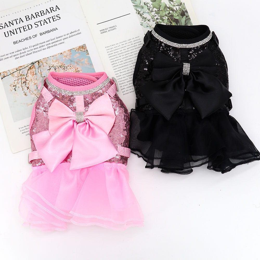 DIVA Pet - Elegant Sequined Dog Tutu Harness with Bow - The Palm Beach Baby