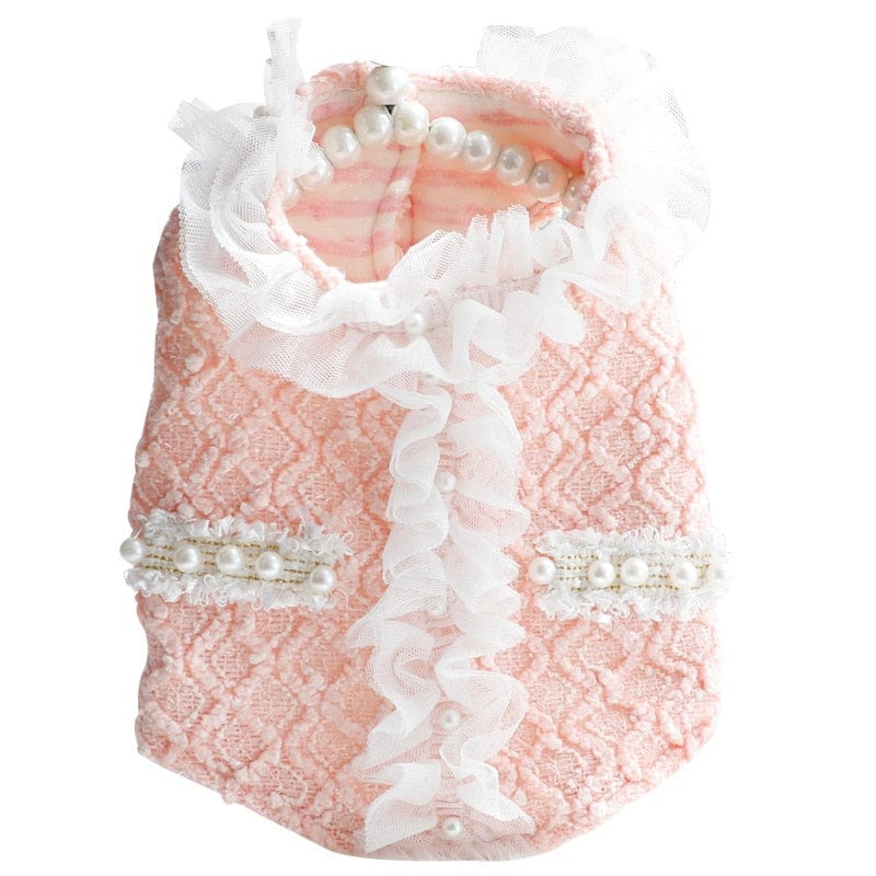 Pet Accessories DIVA Pet - Elegant Princess Pink Chiffon and Faux Pearl Vest -The Palm Beach Baby