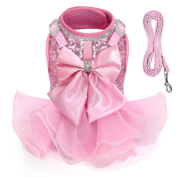 DIVA Pet - Elegant Sequined Dog Tutu Harness with Bow - The Palm Beach Baby