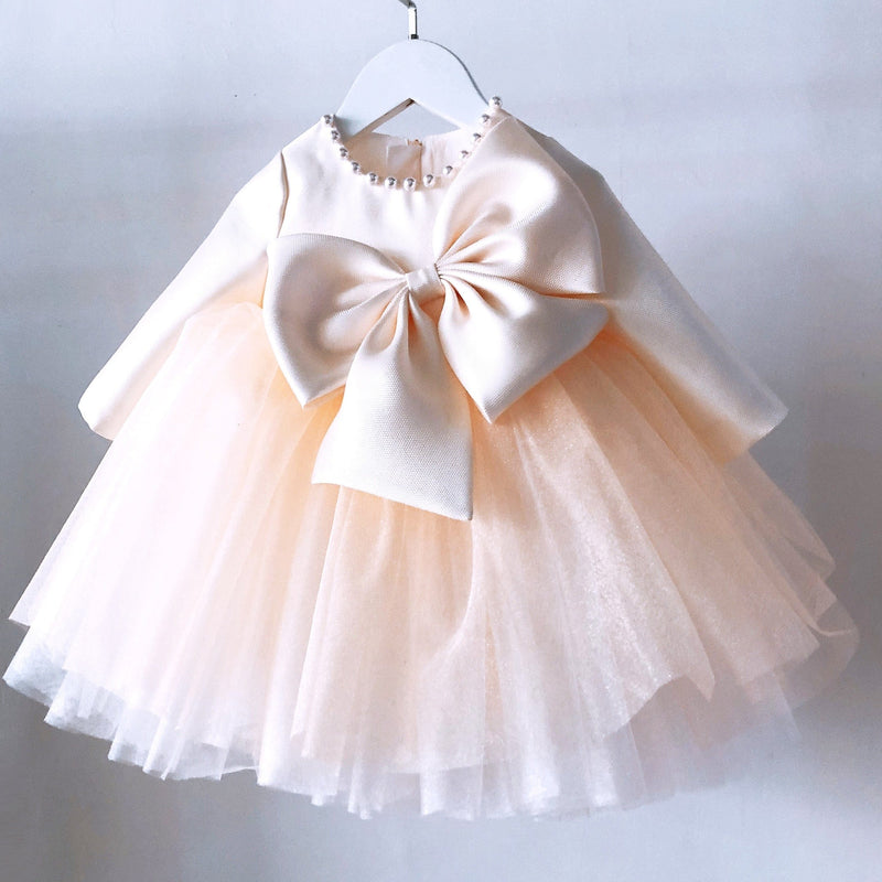 kids and babies Champagne / 12M "Tiffany-Ann" Beaded Special Occasion Dress -The Palm Beach Baby