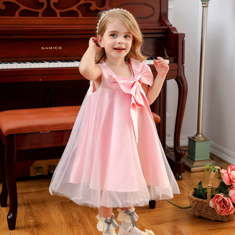 kids and babies "Mari" Party Dress With Big Bow -The Palm Beach Baby