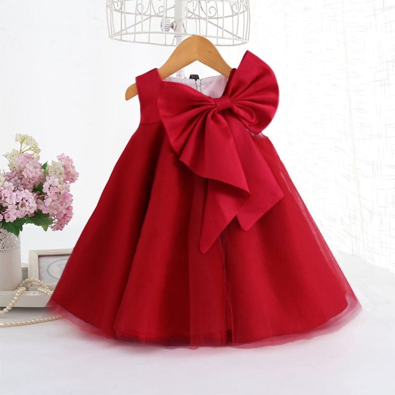 kids and babies Red / 3T "Mari" Party Dress With Big Bow -The Palm Beach Baby