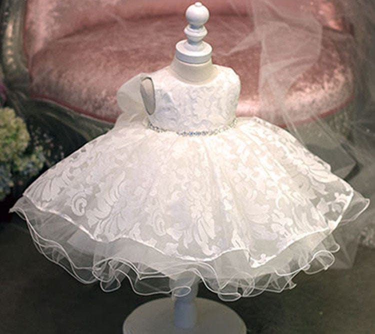 kids and babies White / 80(6M-9M) "Dayanna" Lovely Tulle Special Occasion Dress -The Palm Beach Baby