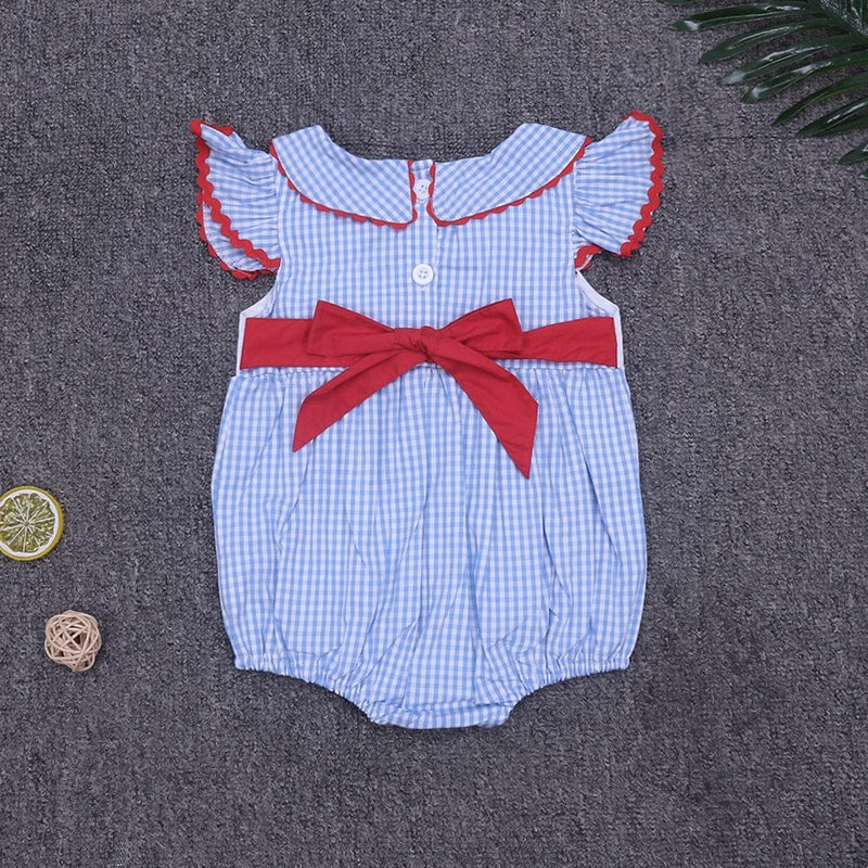 babies and kids Clothing bule / 0-3M "Little Miss American" Patriotic Romper -The Palm Beach Baby