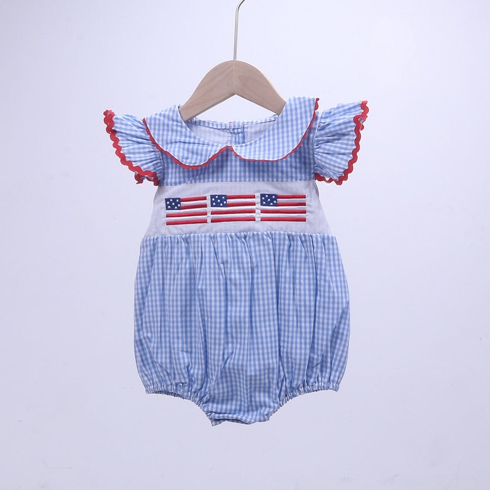 babies and kids Clothing "Little Miss American" Patriotic Romper -The Palm Beach Baby