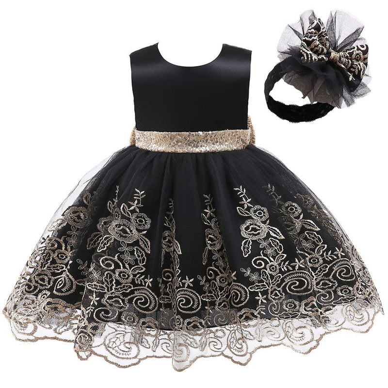 kids and babies "Mathilde" V Back Lace Occasion Dress  +  Headband -The Palm Beach Baby
