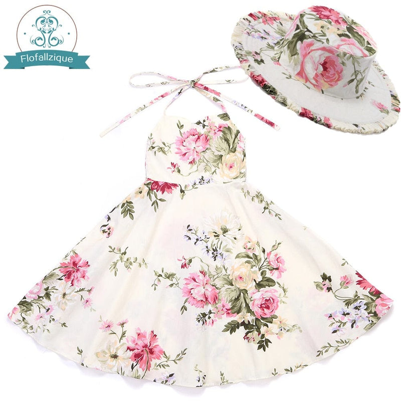 kids and babies cream dress with hat / 2T / China "Oh Suzannah" Flirty Floral Party Dress With Hat -The Palm Beach Baby