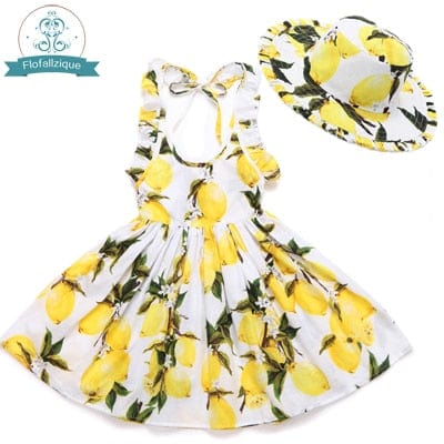kids and babies lemon dress with hat / 2T / China "Oh Suzannah" Flirty Floral Party Dress With Hat -The Palm Beach Baby