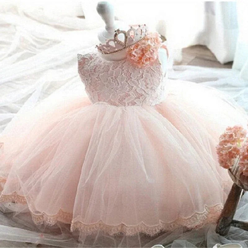 strapless open back dress Blooming Ruffle Pink Tulle Dress