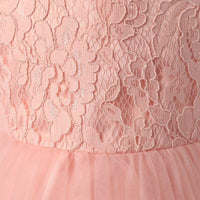 pink baby girl tulle dress with bow featuring floral lace bodice and soft tulle skirt for infants