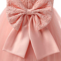 pink baby girl tulle dress with bow featuring lace detail for infants toddlers
