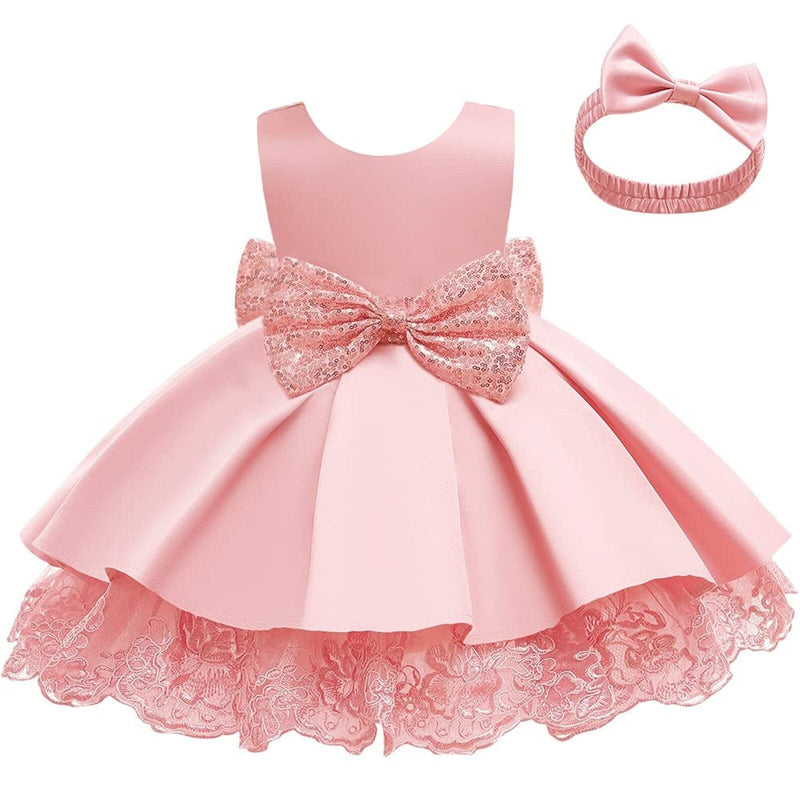 babies and kids clothes "Felice" Satin V Back Dress With Bow -The Palm Beach Baby