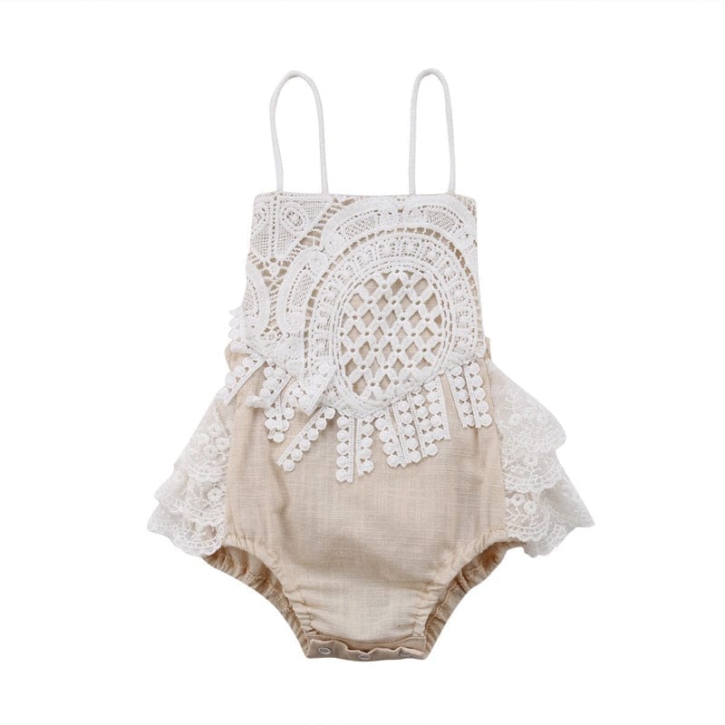 baby and kids apparel "Boho Cute" Fringed Halter Romper -The Palm Beach Baby