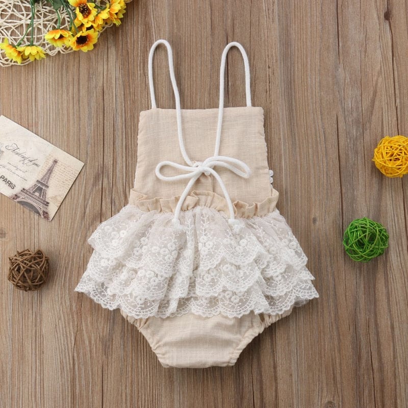 baby and kids apparel "Boho Cute" Fringed Halter Romper -The Palm Beach Baby