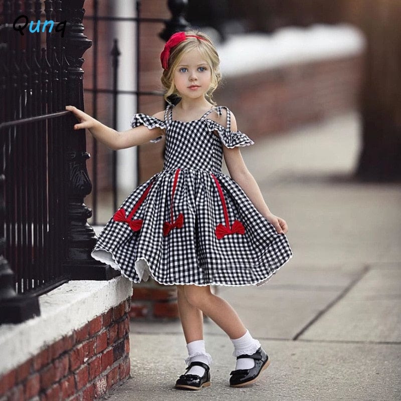 baby and kids apparel Black / United States / 2T "Caran" Checked Party Dress -The Palm Beach Baby