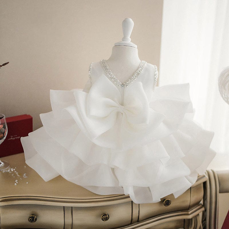 Baby & Kids Apparel "Deidre-Marie Flower White Occasion Dress -The Palm Beach Baby