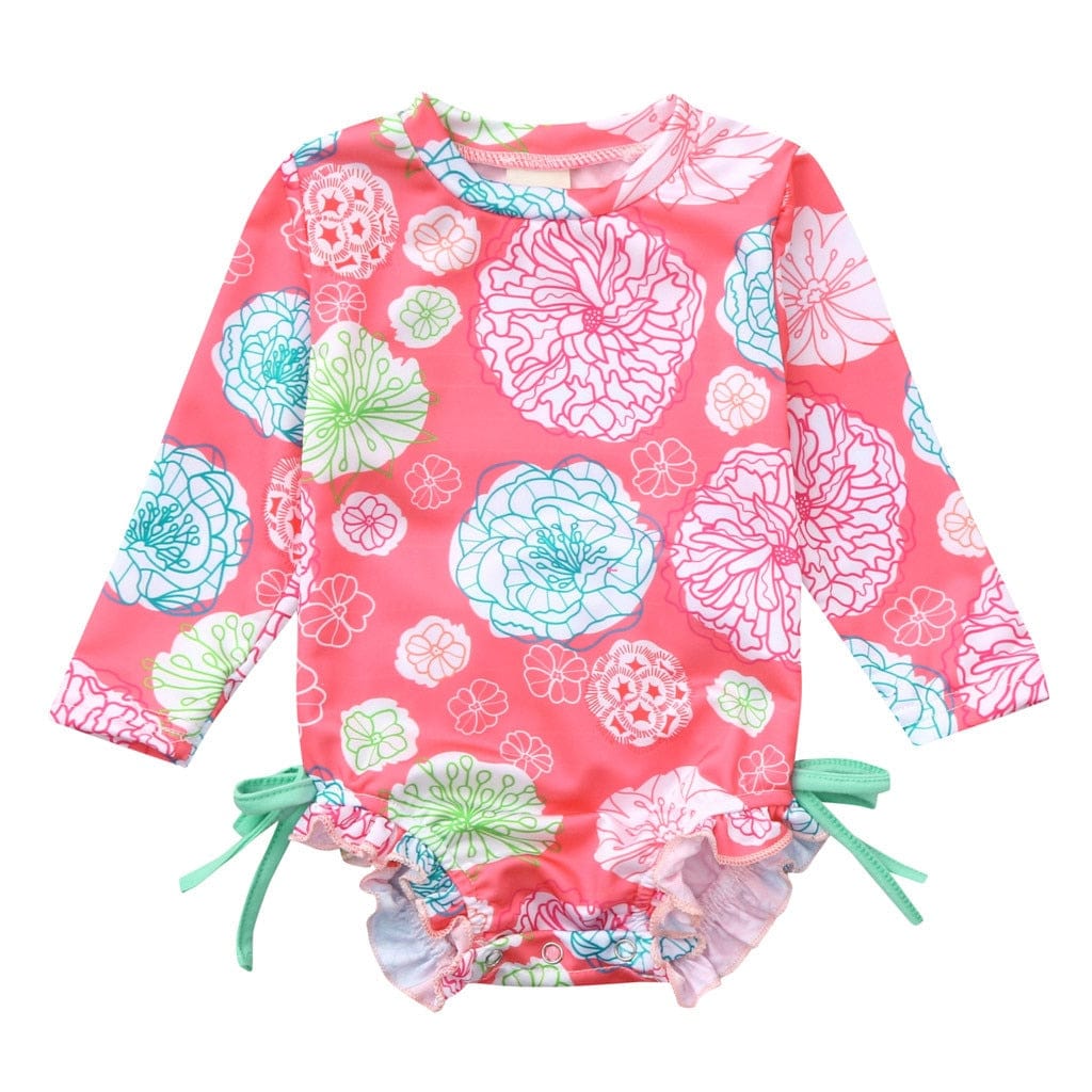 bathing suit Pink / 6-9 Months / United States The "Layla" Floral Romper/Swimsuit -The Palm Beach Baby