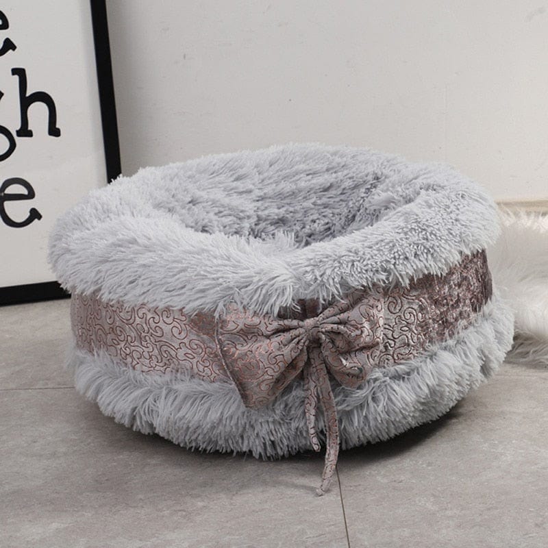 pet bed sofa Gray / S / United States DIVA Pet - Chic Plush Luxury Bow Pet Bed -The Palm Beach Baby
