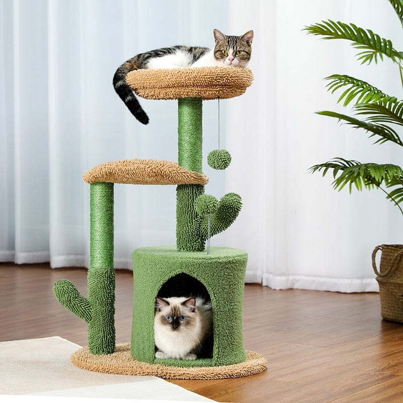 Pet Accessories Cactus Cat Tree House With Natural Scratching Posts -The Palm Beach Baby