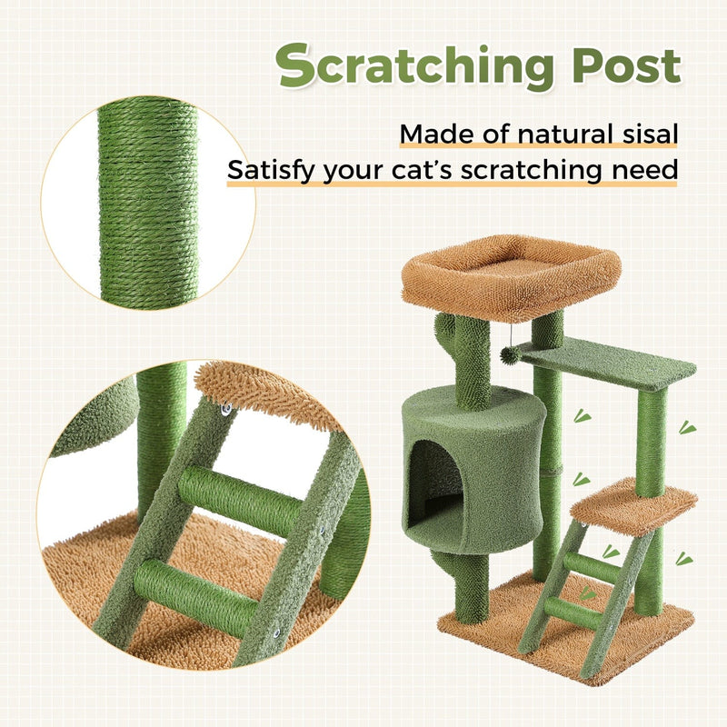 Pet Accessories Cactus Cat Tree House With Natural Scratching Posts -The Palm Beach Baby