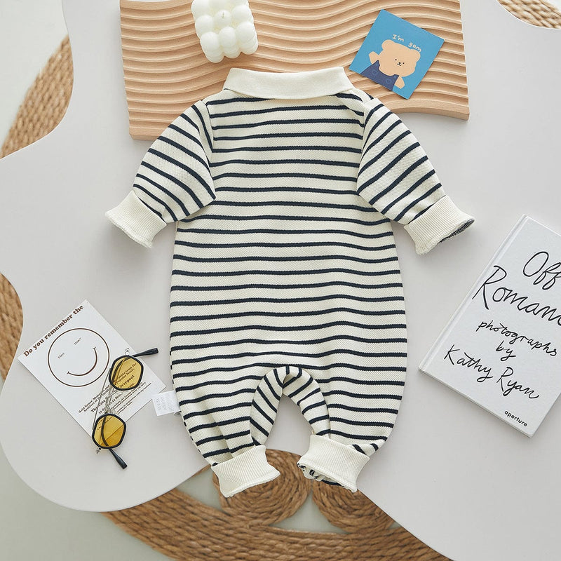 Babies and Kids "Teddy Baby!" Striped Knit Romper -The Palm Beach Baby