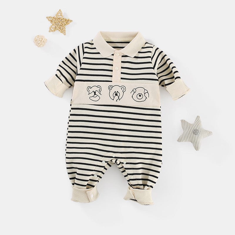 Babies and Kids "Teddy Baby!" Striped Knit Romper -The Palm Beach Baby