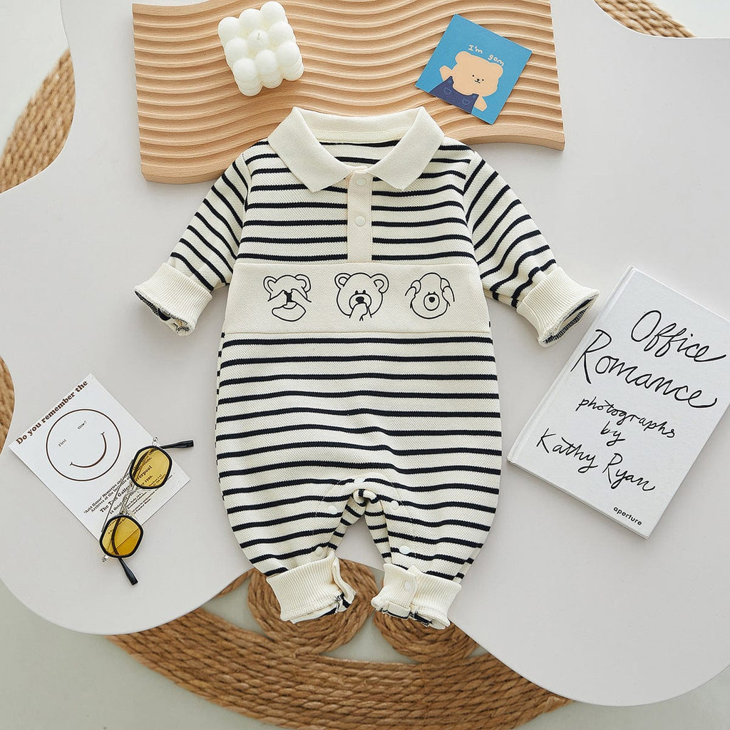 Babies and Kids "Teddy Baby!" Striped Knit Romper -The Palm Beach Baby