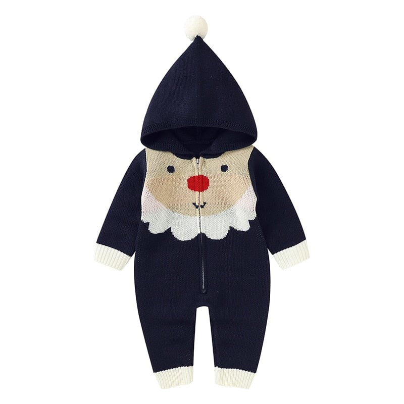 kids and babies 82W1025 Navy blue / 3M-66 "Winter Baby!" Themed Kids Knitted Rompers -The Palm Beach Baby