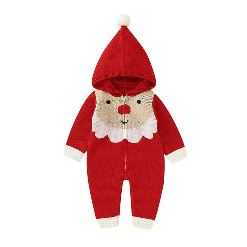 kids and babies 82W1025 Red / 3M-66 "Winter Baby!" Themed Kids Knitted Rompers -The Palm Beach Baby
