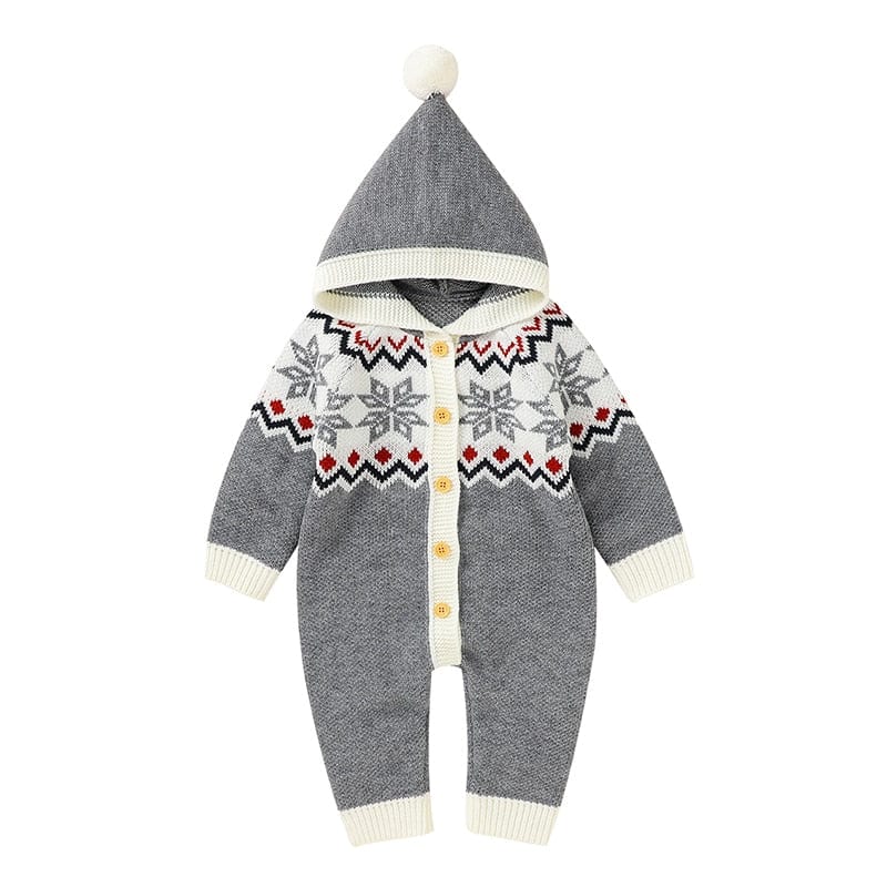 kids and babies 82W1028 Gray / 3M-66 "Winter Baby!" Themed Kids Knitted Rompers -The Palm Beach Baby