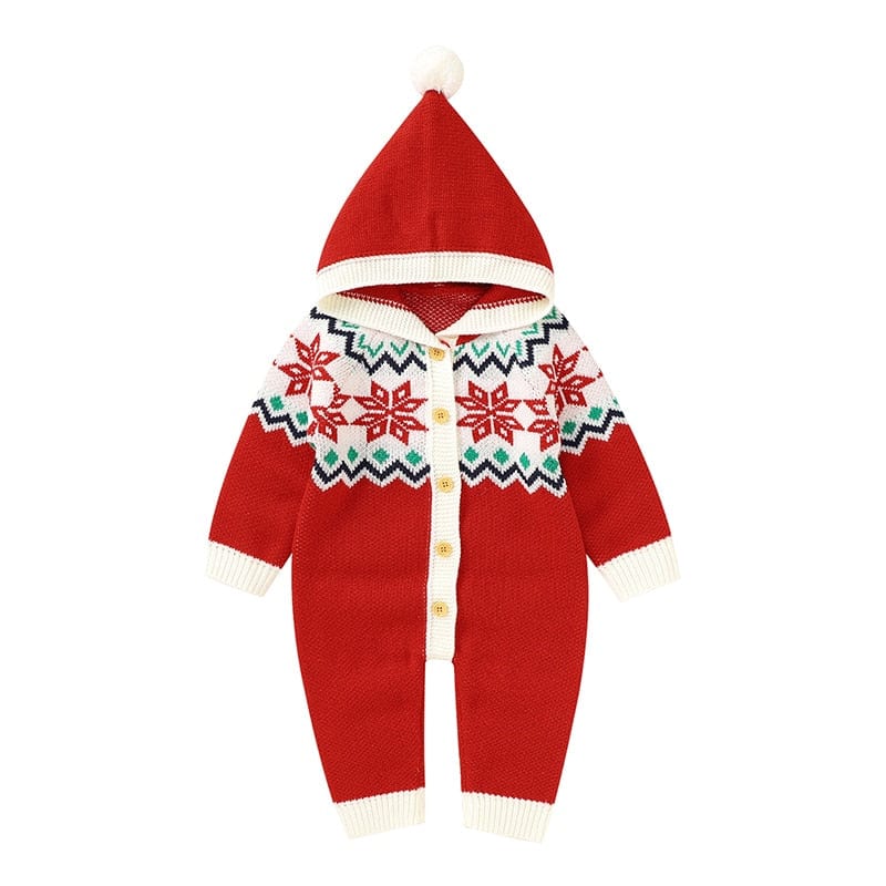 kids and babies 82W1028 Red / 3M-66 "Winter Baby!" Themed Kids Knitted Rompers -The Palm Beach Baby