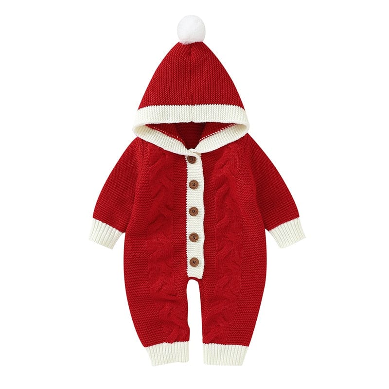 kids and babies 82W1202 Red / 3M-66 "Winter Baby!" Themed Kids Knitted Rompers -The Palm Beach Baby