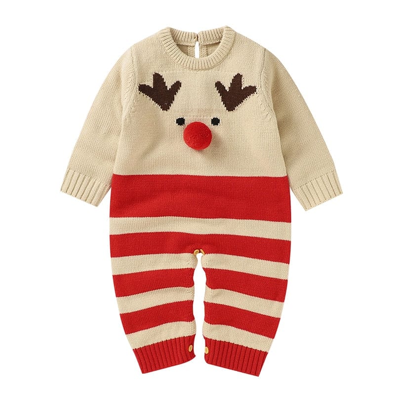 kids and babies 82W1206 Apricot / 3M-66 "Winter Baby!" Themed Kids Knitted Rompers -The Palm Beach Baby