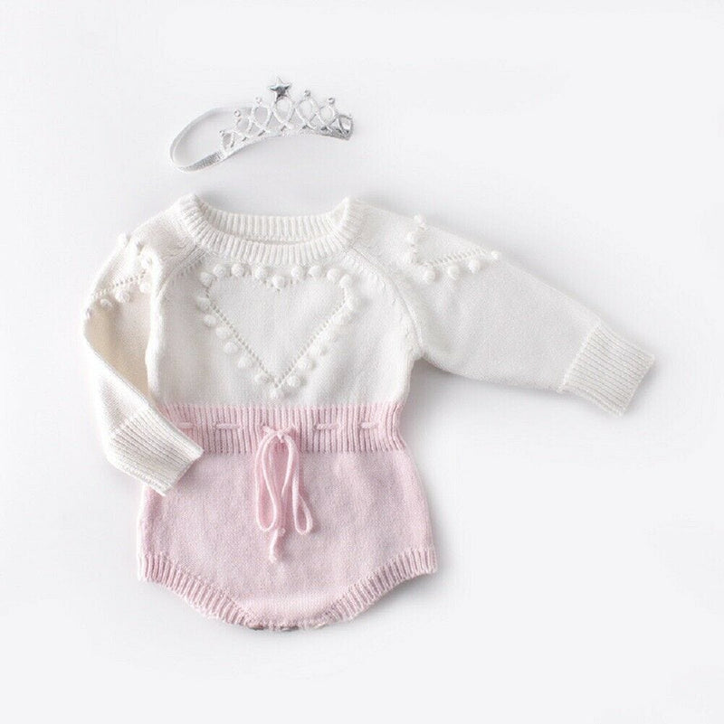 kids and babies As Photo shows 1 / 3M "Sweet Heart" Sweater Knit Romper -The Palm Beach Baby