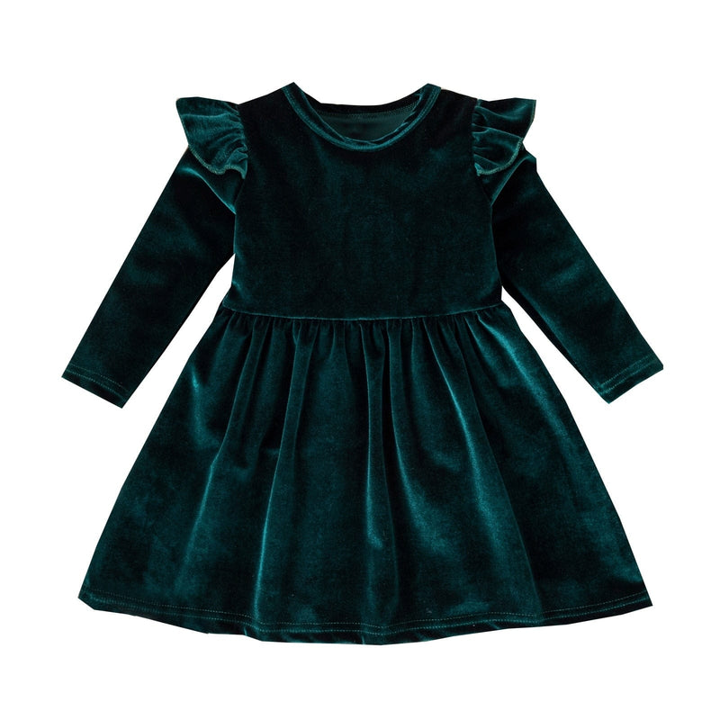 kids and babies Green / 2-3 Years / United States "Maureen"  Velvet Party Dress -The Palm Beach Baby