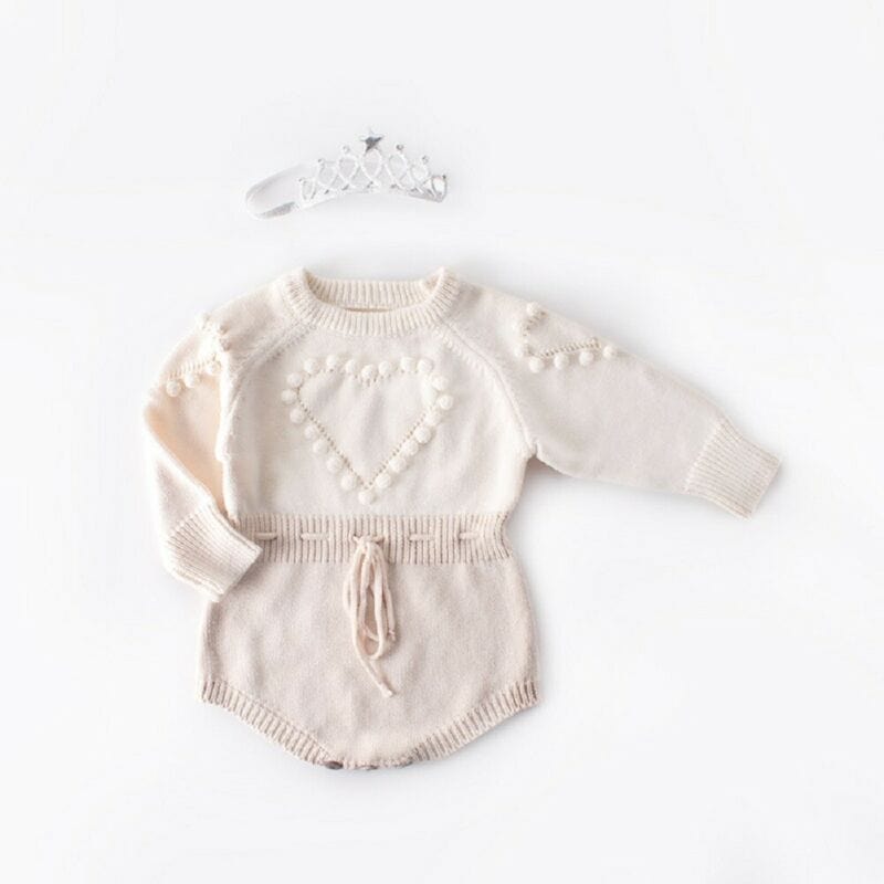 kids and babies "Sweet Heart" Sweater Knit Romper -The Palm Beach Baby